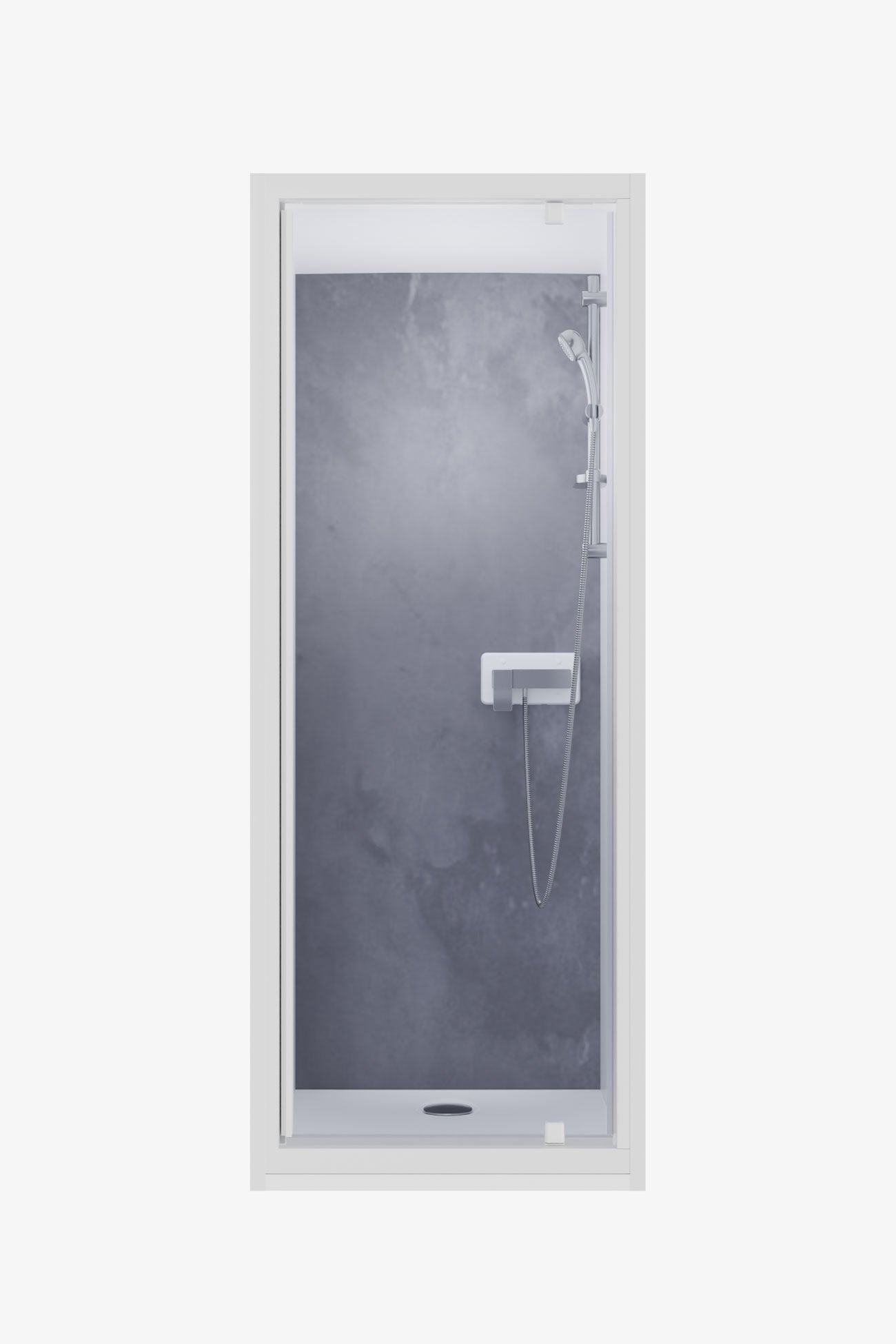 Cabine 80 cm x 80 cm - Porte blanche - Fond Pierre de lave