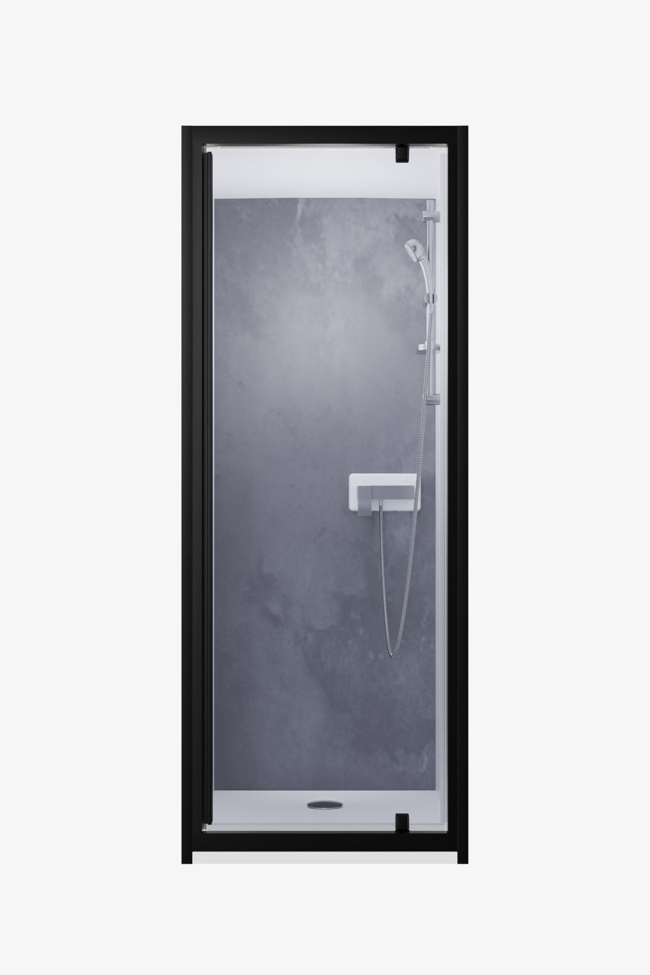 Cabine 80 cm x 80 cm porte noire - paroi pierre de lave