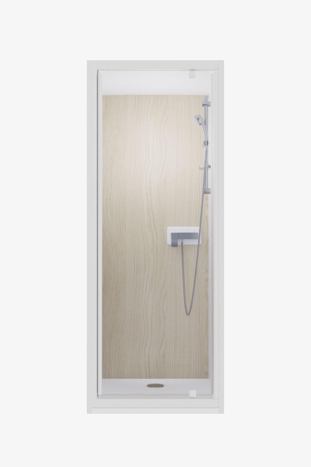 Cabine 80 cm x 80 cm - porte blanche - Fond Chêne Alba